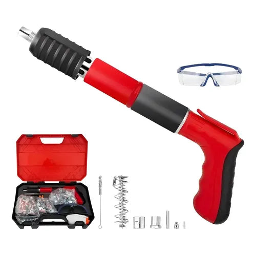 Kit Pistola Manual para Concreto + Gafas de Protección + 100 Clavos Fulminantes
